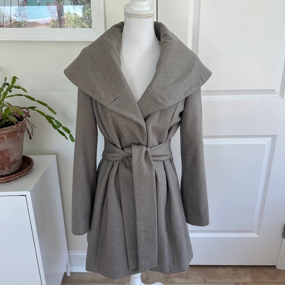 Merona grayish taupe wool pea coat women’s size medium EUC! - Picture 6 of 8